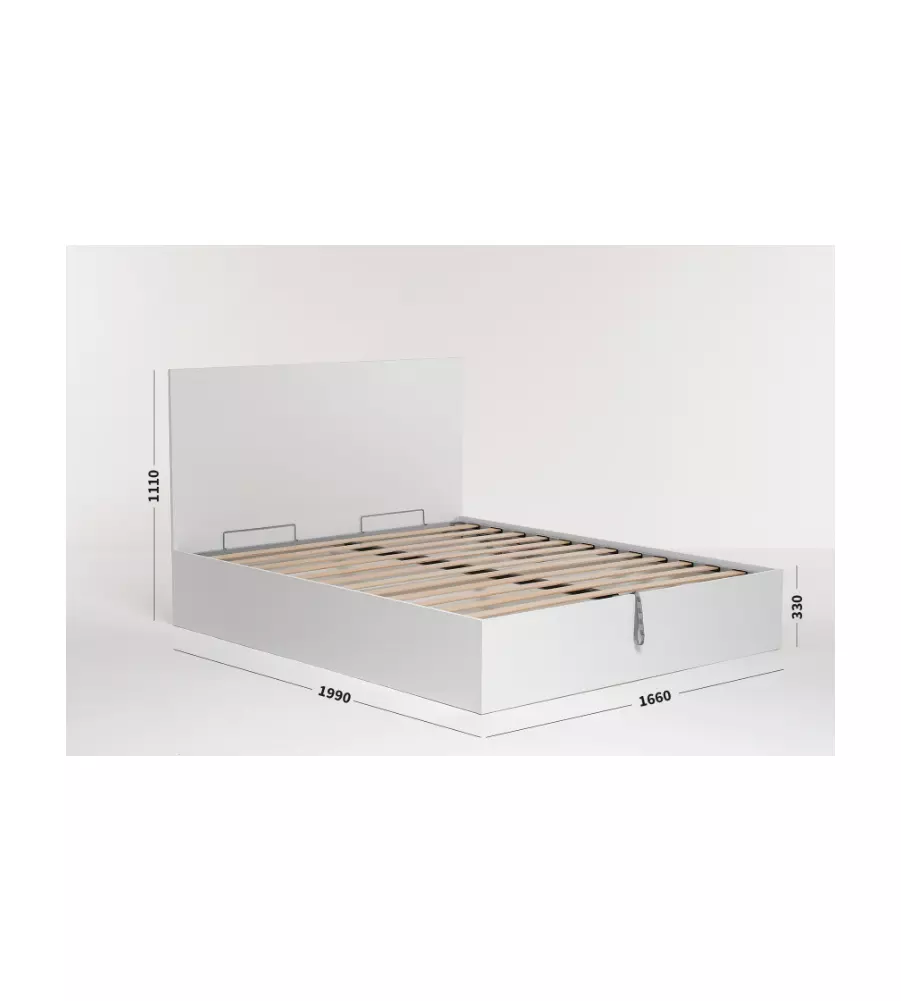 Letto matrimoniale 'hi box' bianco con rete e contenitore, 160x190 cm